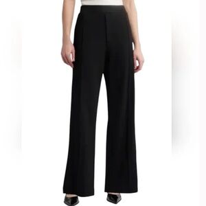 COS Pintuck Wide Leg Heavyweight Knit Pull On Pants Black Sz M